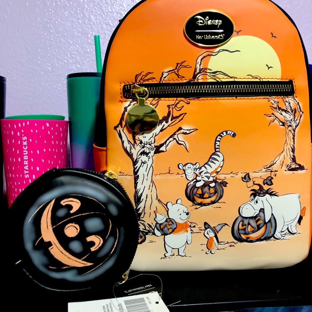 BNWT matching Winnie the Pooh Loungefly backpack and coin bag. Super adorable